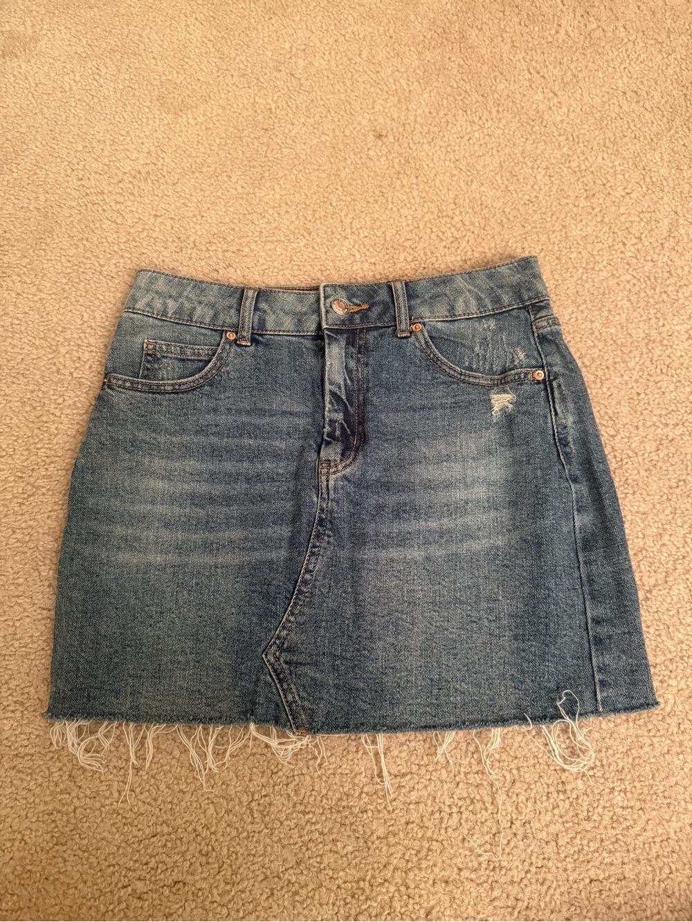 wild fable Blue Denim Mini Skirt with Frayed Hem